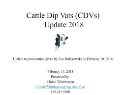 Cattle Dip Vats (CDVs)  Update 2018