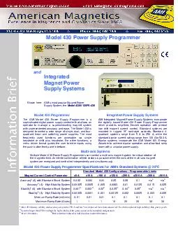 Standard Model  Configurations Programmable Limits Magnet Current Control Parameter  A