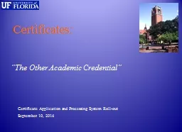 Certificates: “The Other Academic Credential”