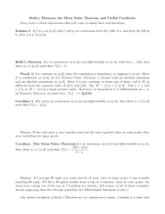 Rolles Theorem the Mean Value Theorem and Useful Corol