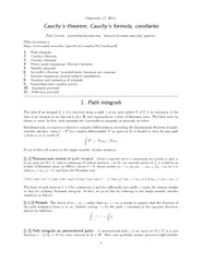 September   Cauchys theorem Cauchys formula corollarie