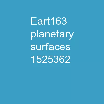 EART163 Planetary Surfaces