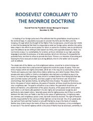 ROOS VELT COROLLARY TO THE MONROE DOCTRINE Excerpt fro