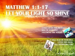 MATTHEW 25:31-46 A free CD of this message will be available following the service