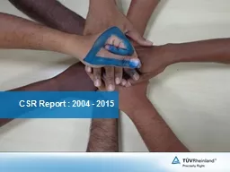 CSR Report  :  2004 - 2015