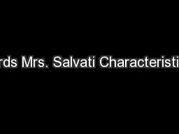 Birds Mrs. Salvati Characteristics