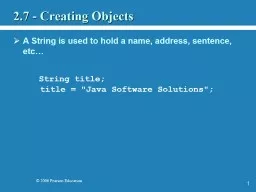 1 2.7 - Creating  Objects