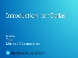 Introduction  to  “ Dallas”
