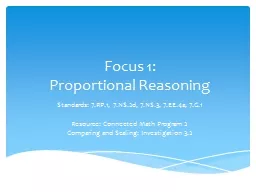Focus 1:  Proportional Reasoning