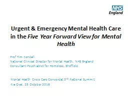 Urgent & Emergency Mental Health Care in the
