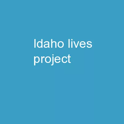 Idaho Lives Project