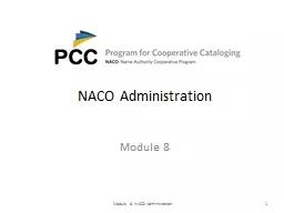 NACO Administration Module 8