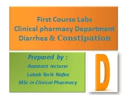 First Course Labs  Clinical pharmacy Department