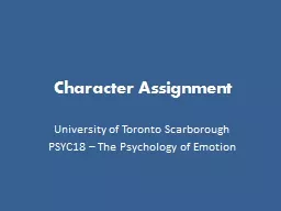 Character Assignment University of Toronto Scarborough