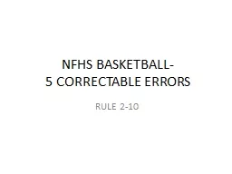 NFHS BASKETBALL-  5 CORRECTABLE ERRORS