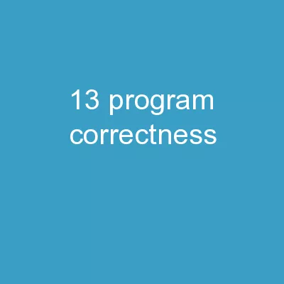 13 – Program Correctness