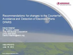 Recommendations for changes to the Counterfeit Avoidance and Detection of Electronic Parts