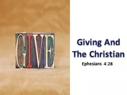 Giving And The Christian