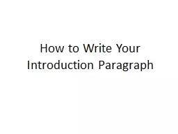 How to Write Your Introduction Paragraph