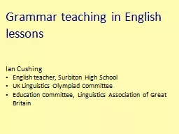 Ian Cushing English teacher, Surbiton High School