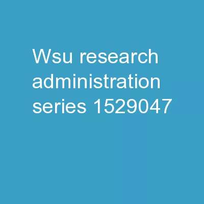 WSU Research Administration Series: