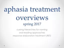 aphasia treatment overviews