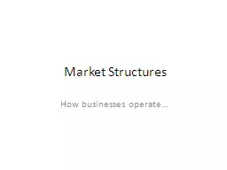 Market Structures How businesses operate…