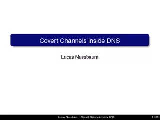 Covert Channels inside DNS Lucas Nussbaum Lucas Nussba