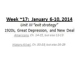 Week ~17:  January 6-10, 2014