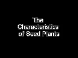 The Characteristics of Seed Plants