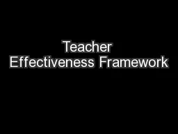 Teacher Effectiveness Framework