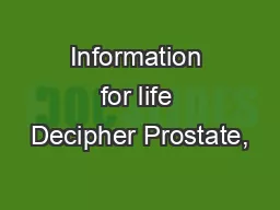 Information for life Decipher Prostate,