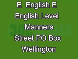 E  English E  English Level   Manners Street PO Box  Wellington 