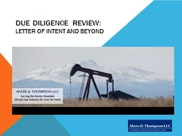 DUE Diligence Review:  Letter of Intent and Beyond