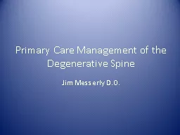 Primary Care Management of the Degenerative Spine