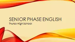Senior Phase English Thurso