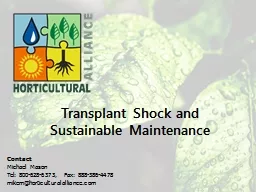 Transplant Shock and Sustainable Maintenance