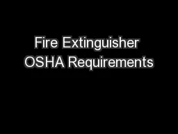 Fire Extinguisher OSHA Requirements
