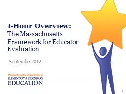 1-Hour Overview: The Massachusetts Framework for Educator Evaluation