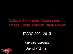 College Admissions Counseling. . .