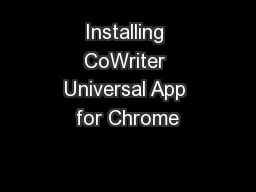 Installing CoWriter Universal App for Chrome