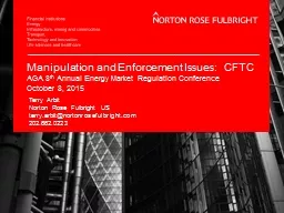 Manipulation and Enforcement Issues:  CFTC