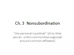 Ch. 3   Nonsubordination