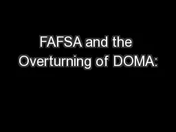 FAFSA and the Overturning of DOMA: