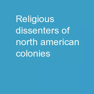 Religious Dissenters of North American Colonies