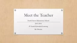 Meet the Teacher North Grove Elementary School