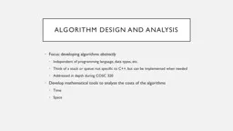 Algorithm design and Analysis