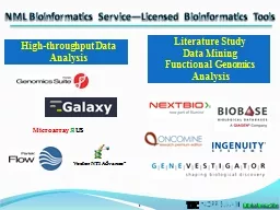 NML Bioinformatics Service—Licensed Bioinformatics Tools