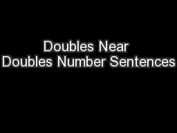 Doubles Near Doubles Number Sentences