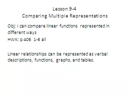 Lesson 9-4 Comparing Multiple Representations